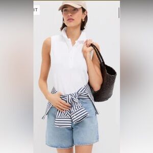 Tuckernuck Pique Sleeveless Ruffle Margaret Polo White Sz S Tennis Golf